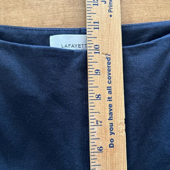 Lafayette 148 Pants 10 Medium Pleated Side Zip Crop Stretch Dark Navy Blue Work - Picture 10 of 13